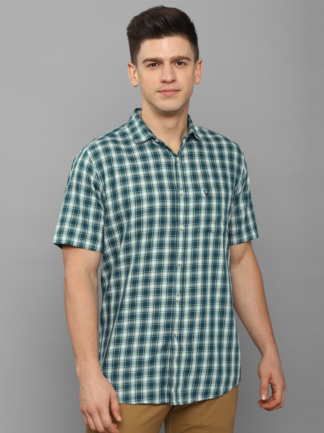 

Allen Solly Men Green Slim Fit Tartan Checks Checked Casual Shirt
