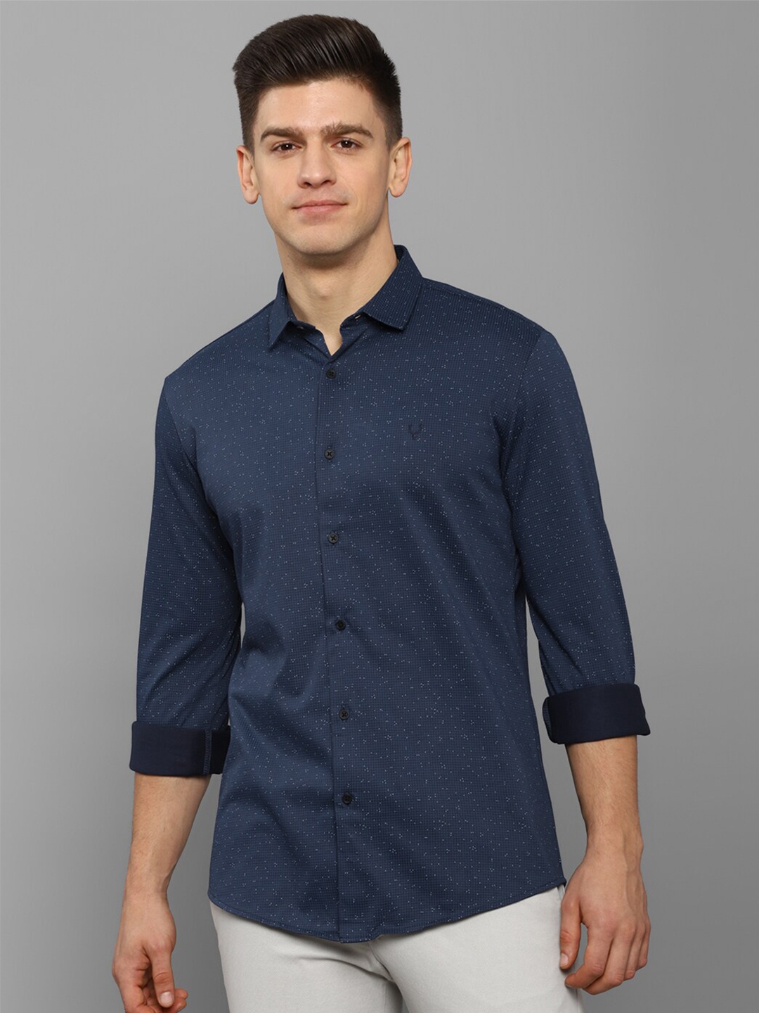 

Allen Solly Men Navy Blue Slim Fit Printed Casual Shirt