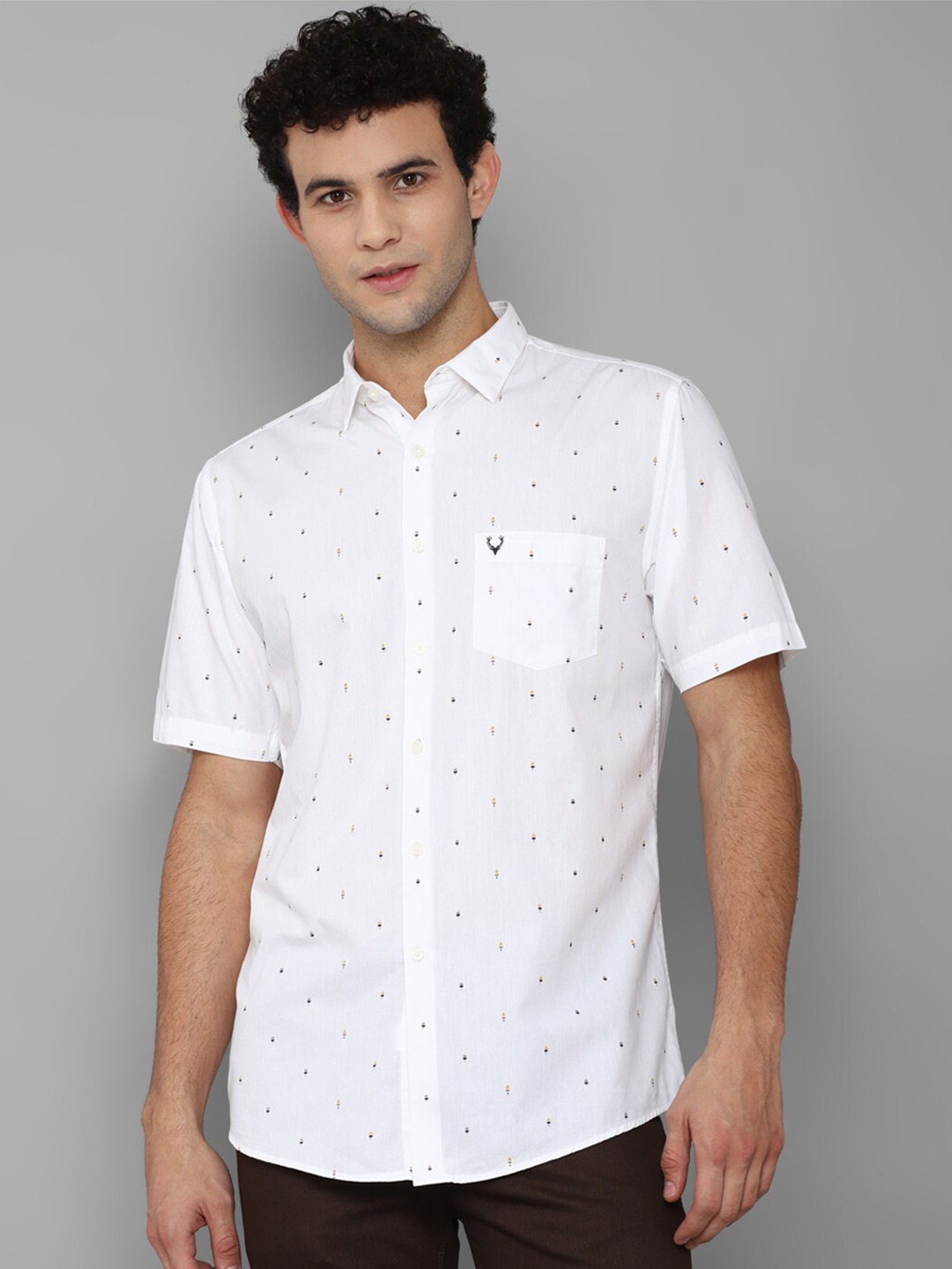 

Allen Solly Men White Slim Fit Printed Pure Cotton Casual Shirt