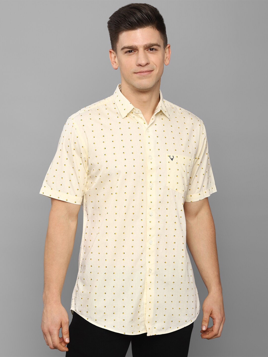 

Allen Solly Men Yellow Slim Fit Micro Ditsy Printed Casual Shirt