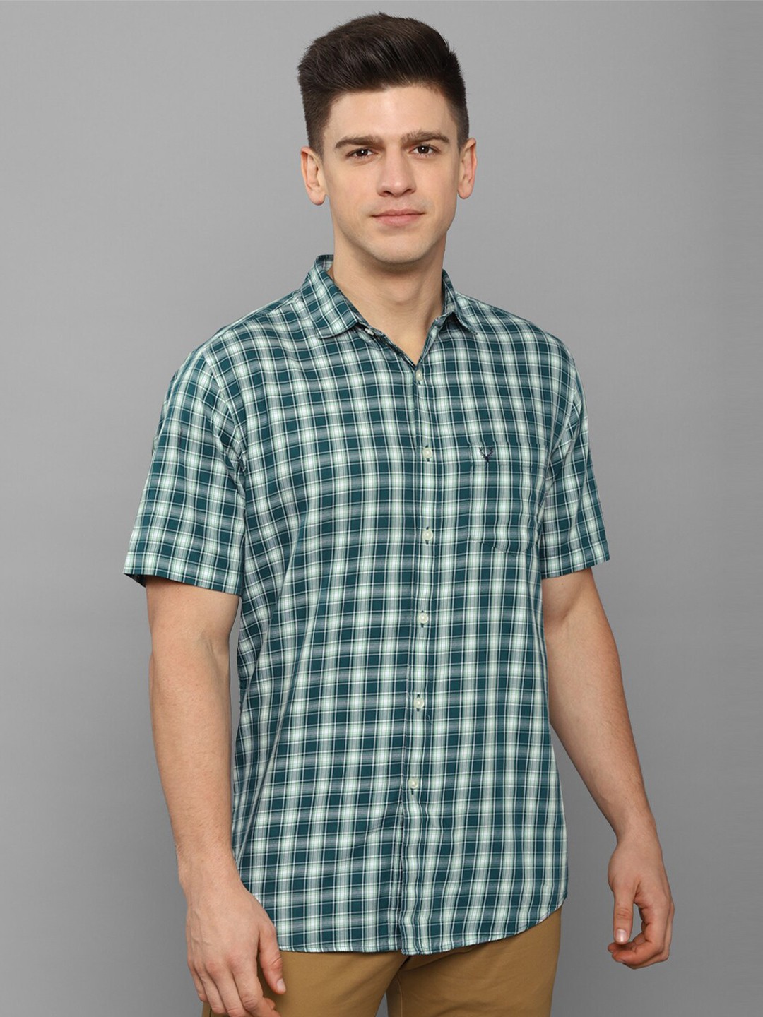 

Allen Solly Men Green Slim Fit Tartan Checks Checked Casual Shirt