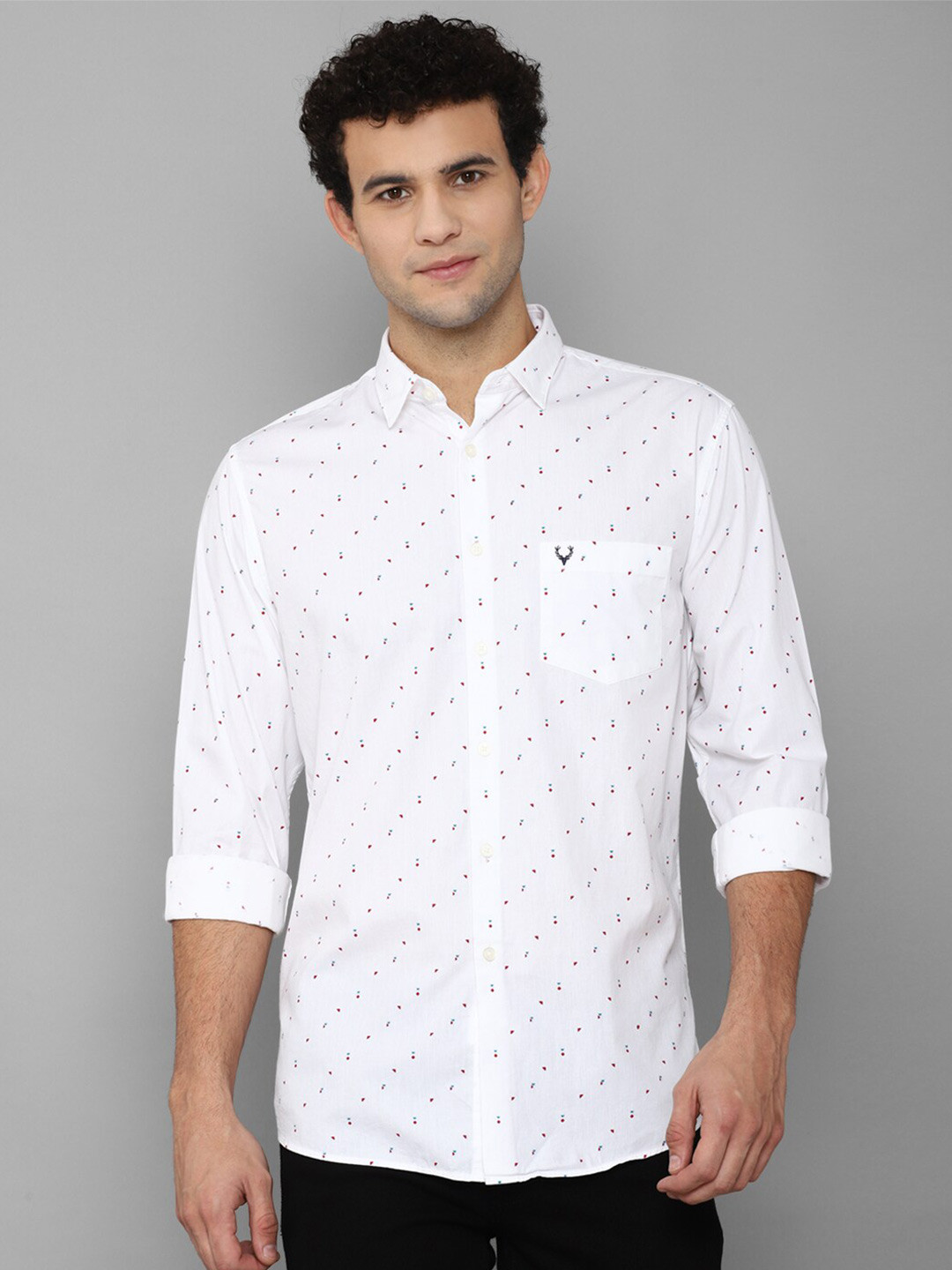 

Allen Solly Men White Slim Fit Printed Pure Cotton Casual Shirt