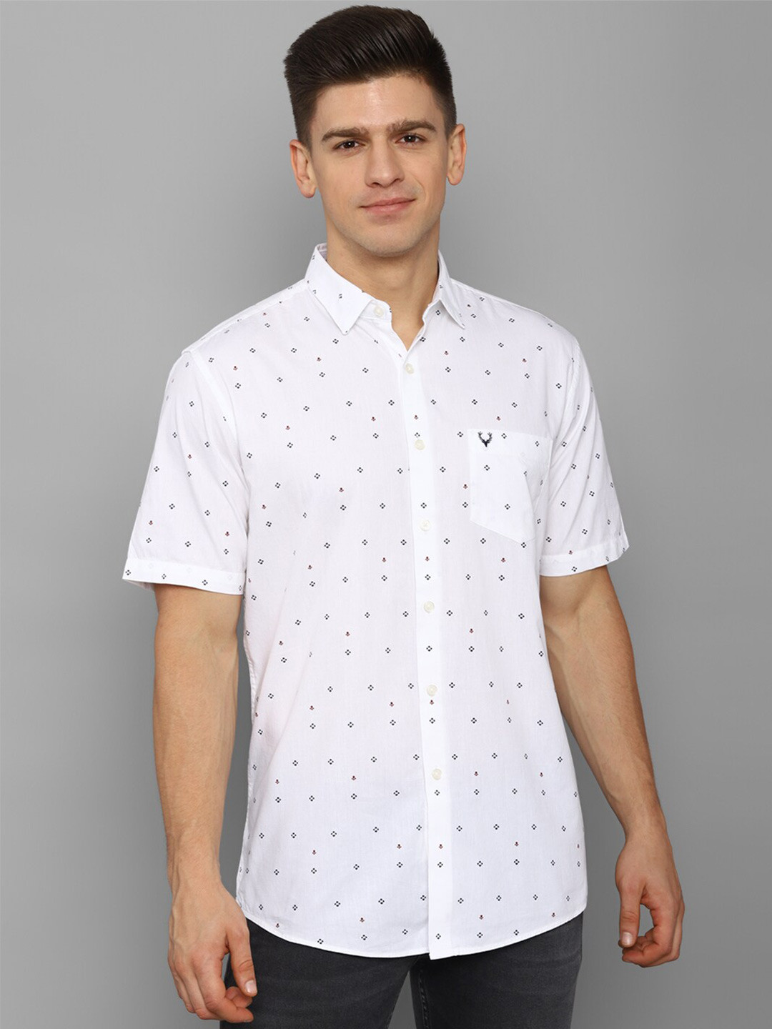 

Allen Solly Men White Slim Fit Printed Pure Cotton Casual Shirt