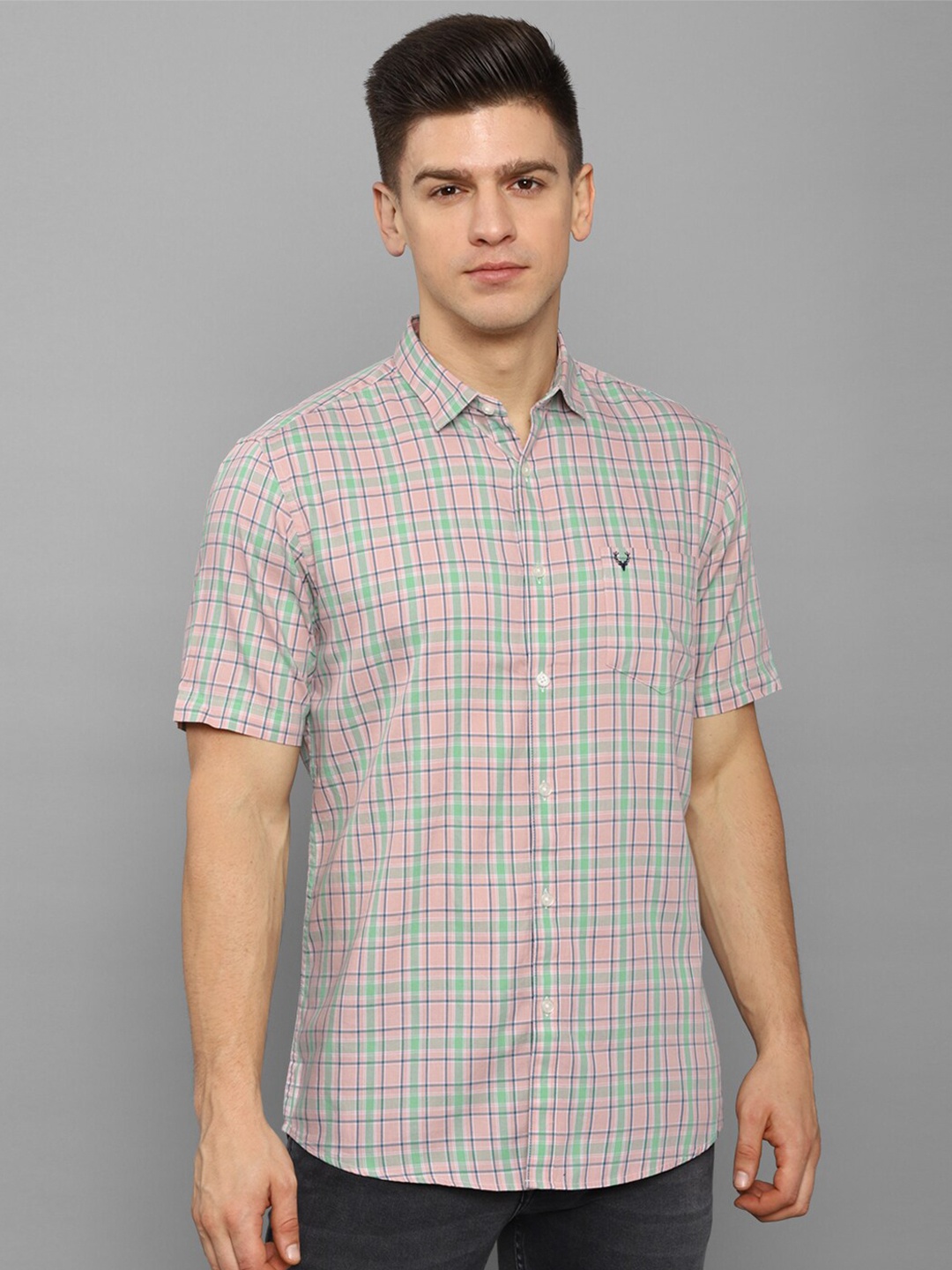 

Allen Solly Men Pink Slim Fit Checked Casual Shirt