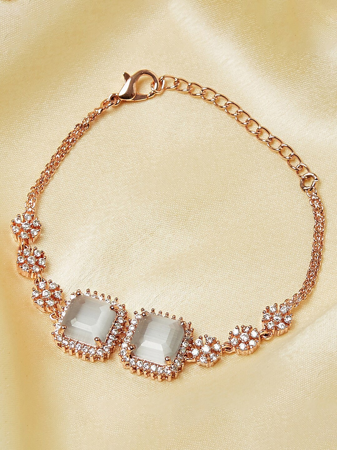 

Voylla Women Rose Gold Plated CZ Studded Brass Link Bracelet