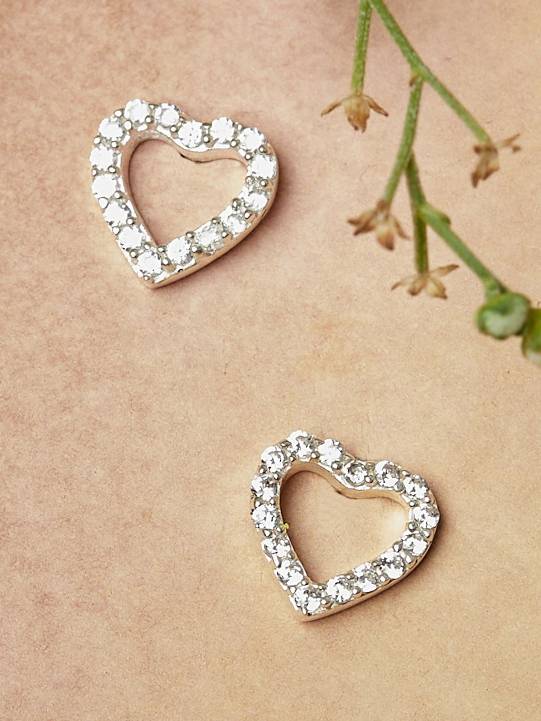 

Studio Voylla 925 Sterling Silver Heart Shaped Studs Earrings