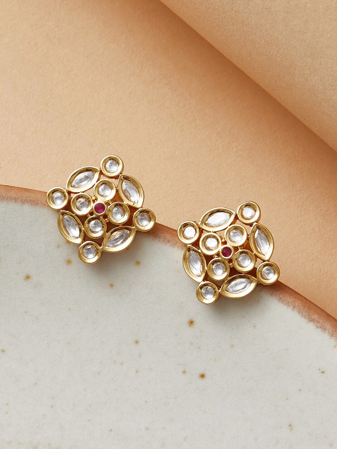 

Voylla Gold-Toned Contemporary Studs Earrings