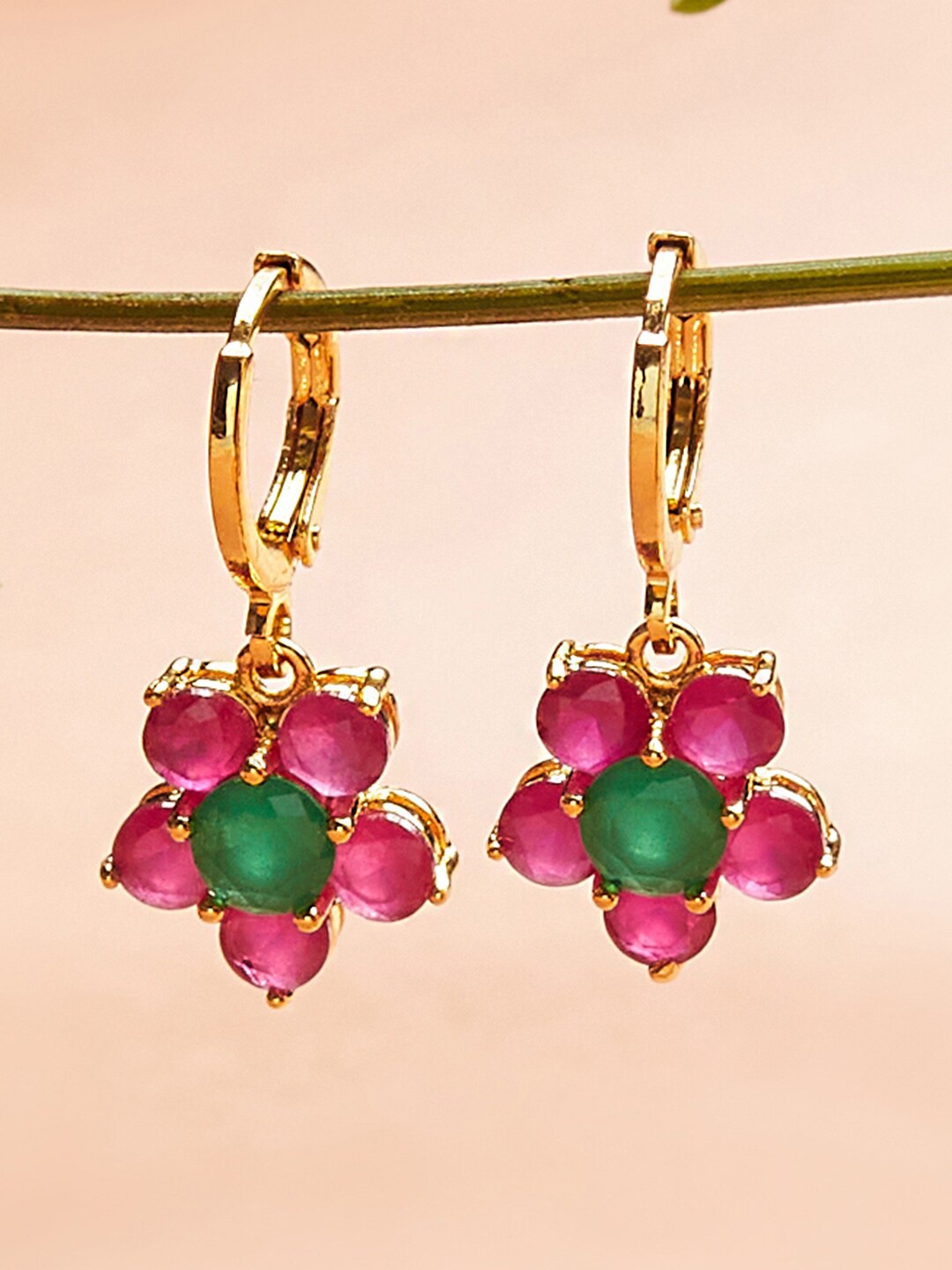 Voylla Gold-Toned Contemporary Drop Earrings