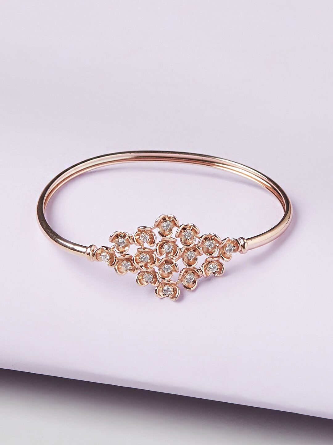 

Voylla Women Rose Gold Plated & White Brass Cuff Bracelet