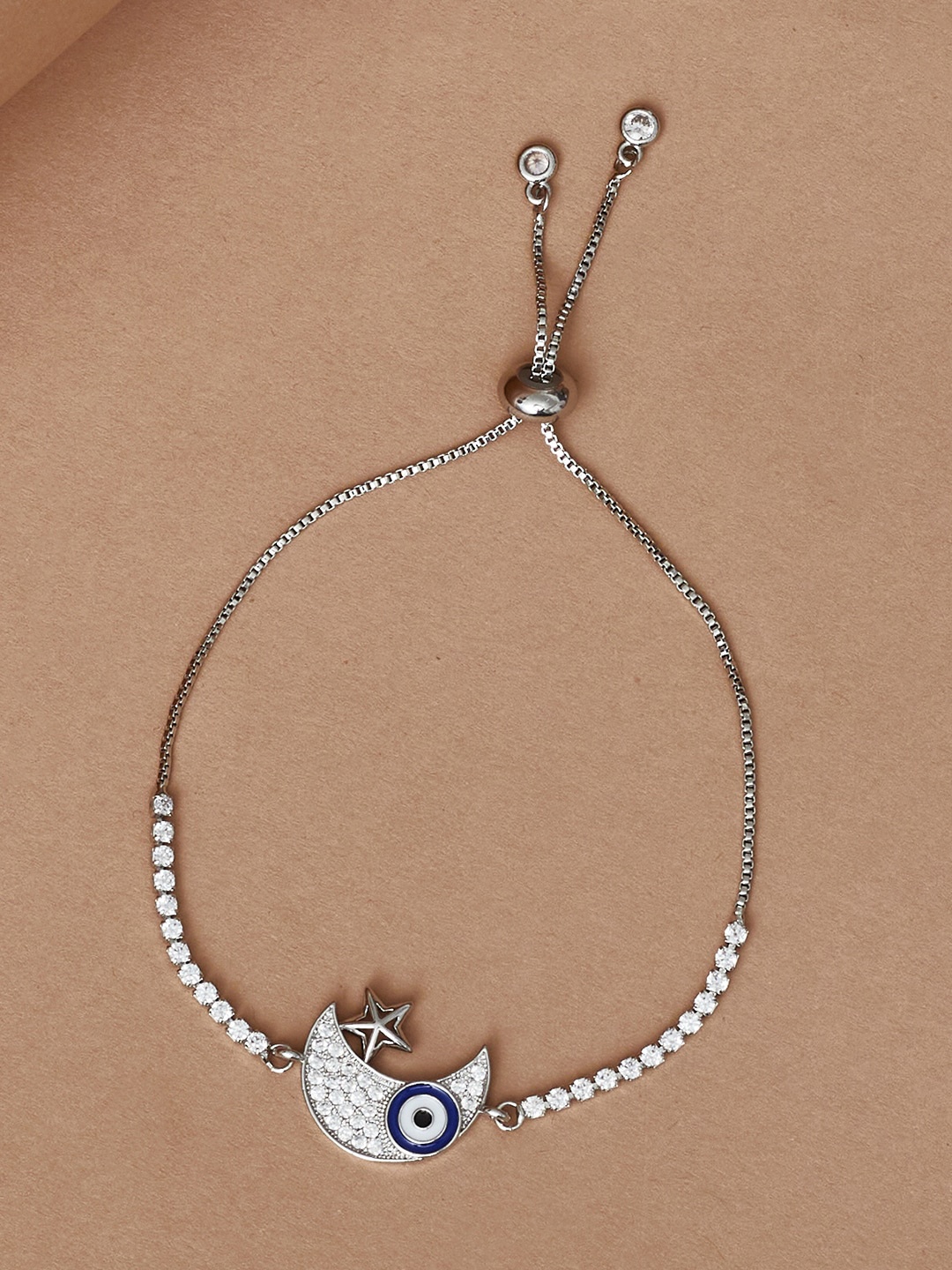 

Voylla Women Rhodium-Plated Link Bracelet, Silver