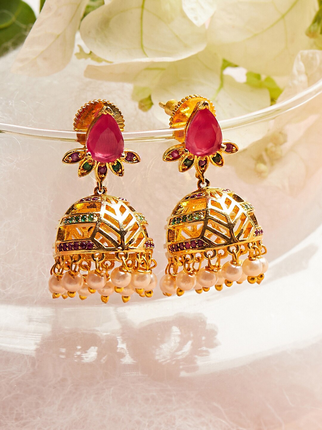 

Voylla Gold-Toned Contemporary Drop Earrings