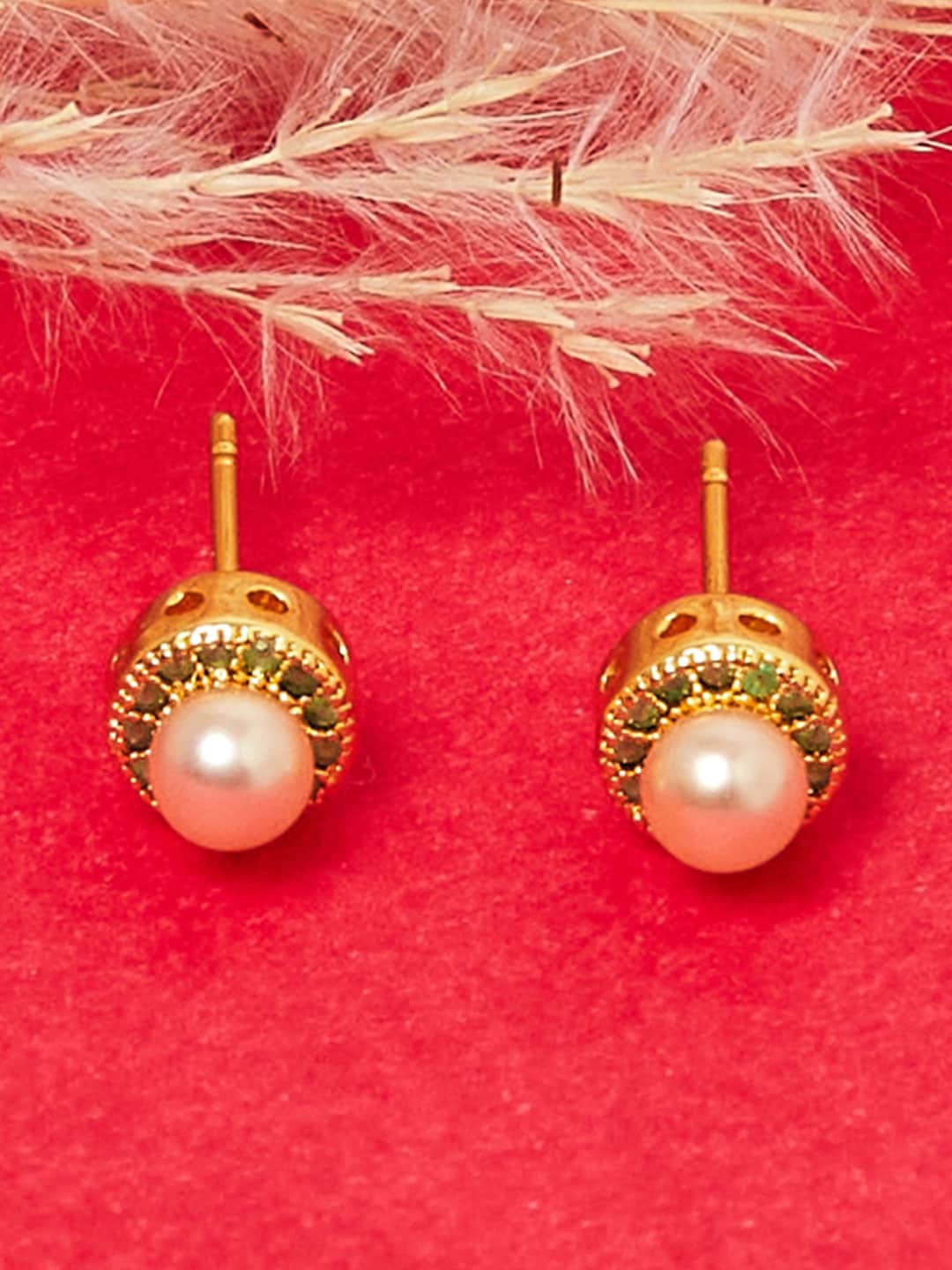 

Voylla Women Gold-Toned Contemporary Studs Earrings