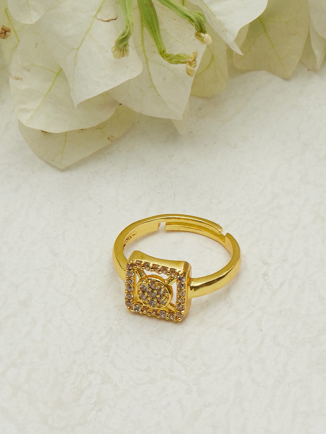 

Voylla Gold-Plated White Stone-Studded Finger Ring