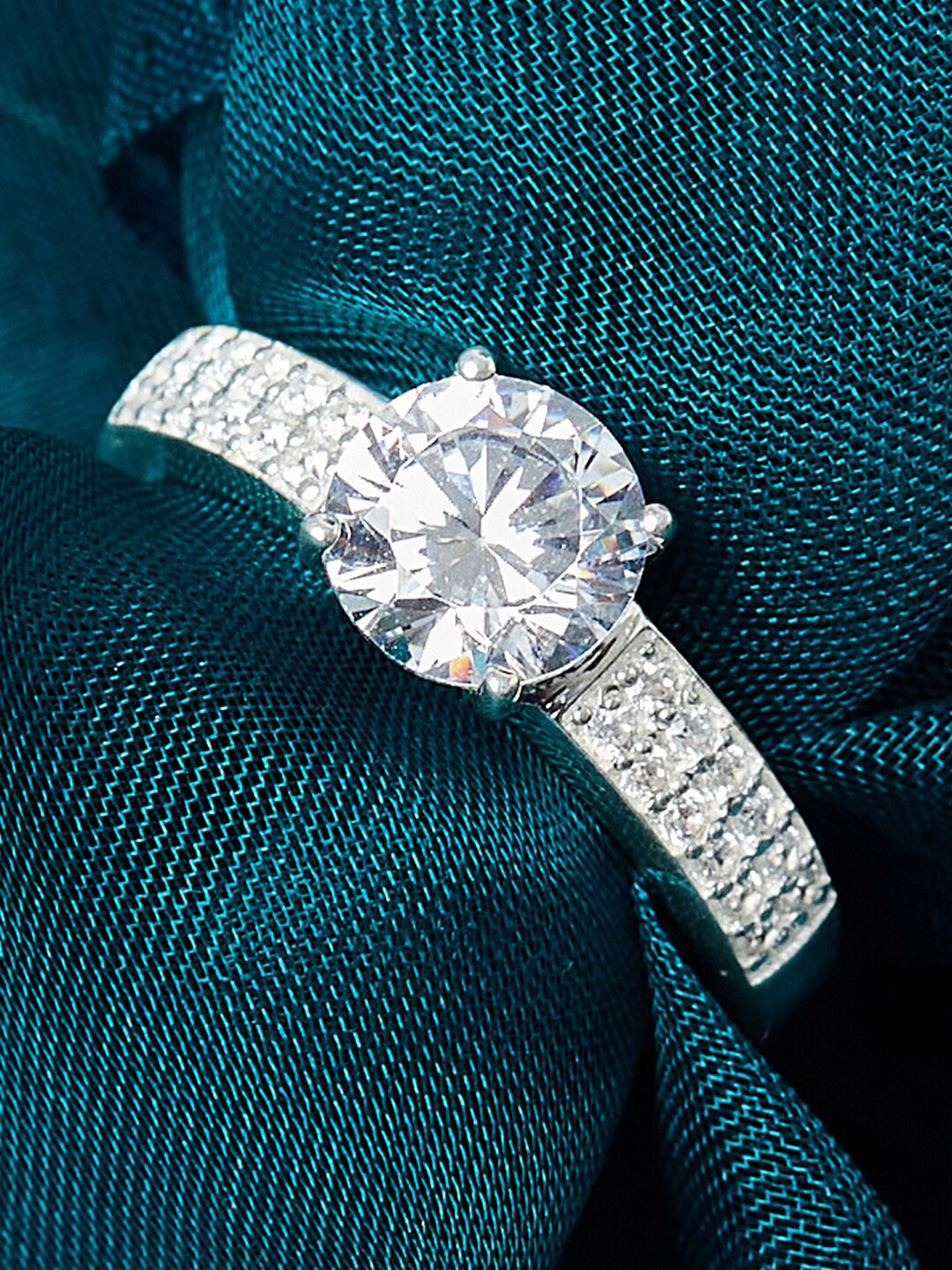 

Studio Voylla White 925 Sterling Silver CZ-Studded Finger Ring