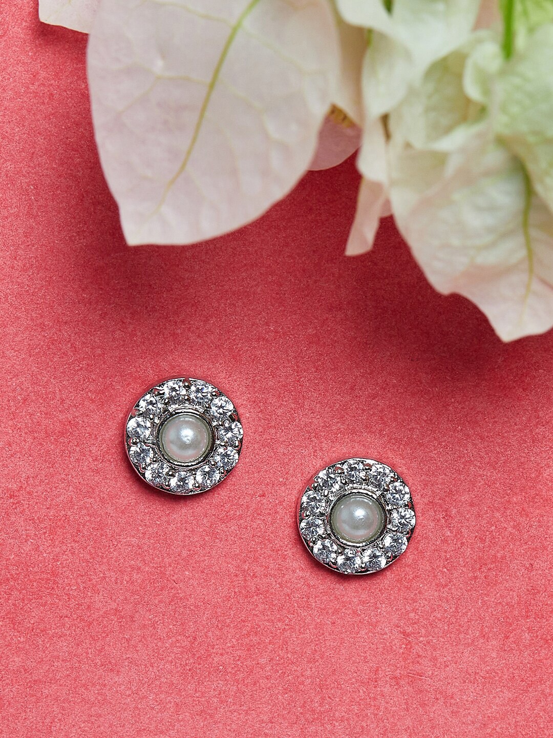 

Voylla Silver-Toned Contemporary Studs Earrings