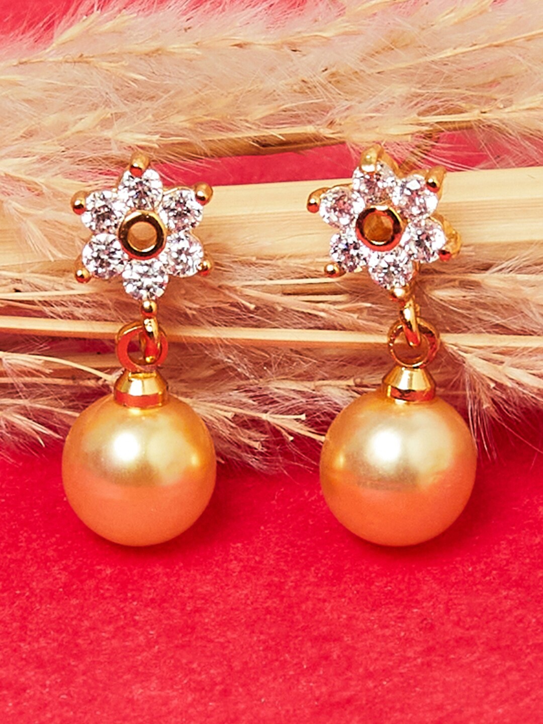Voylla Women Gold-Toned Contemporary Drop Earrings