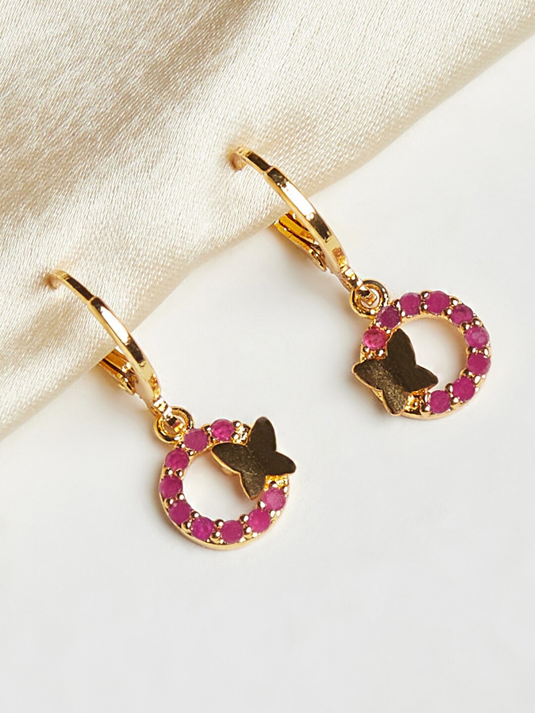 

Voylla Women Pink & Gold-Plated Contemporary Hoop Earrings