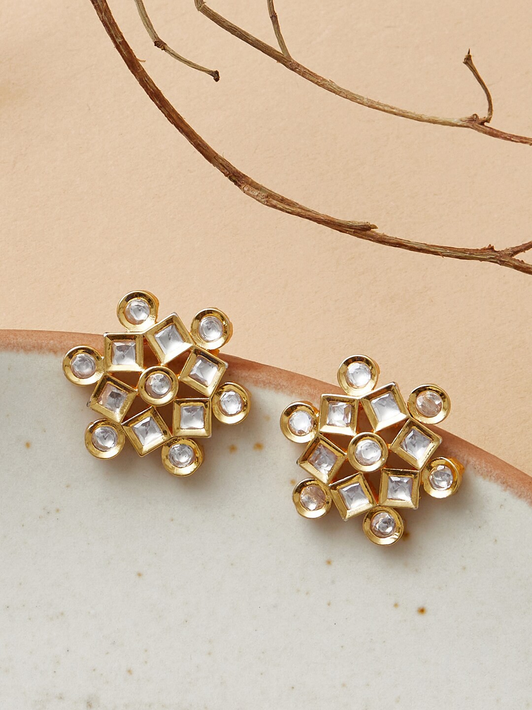 

Voylla Women Gold-Toned Contemporary Studs Earrings