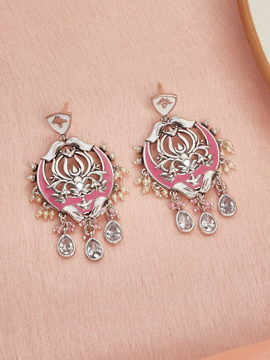 

Voylla Silver-Toned Contemporary Drop Earrings