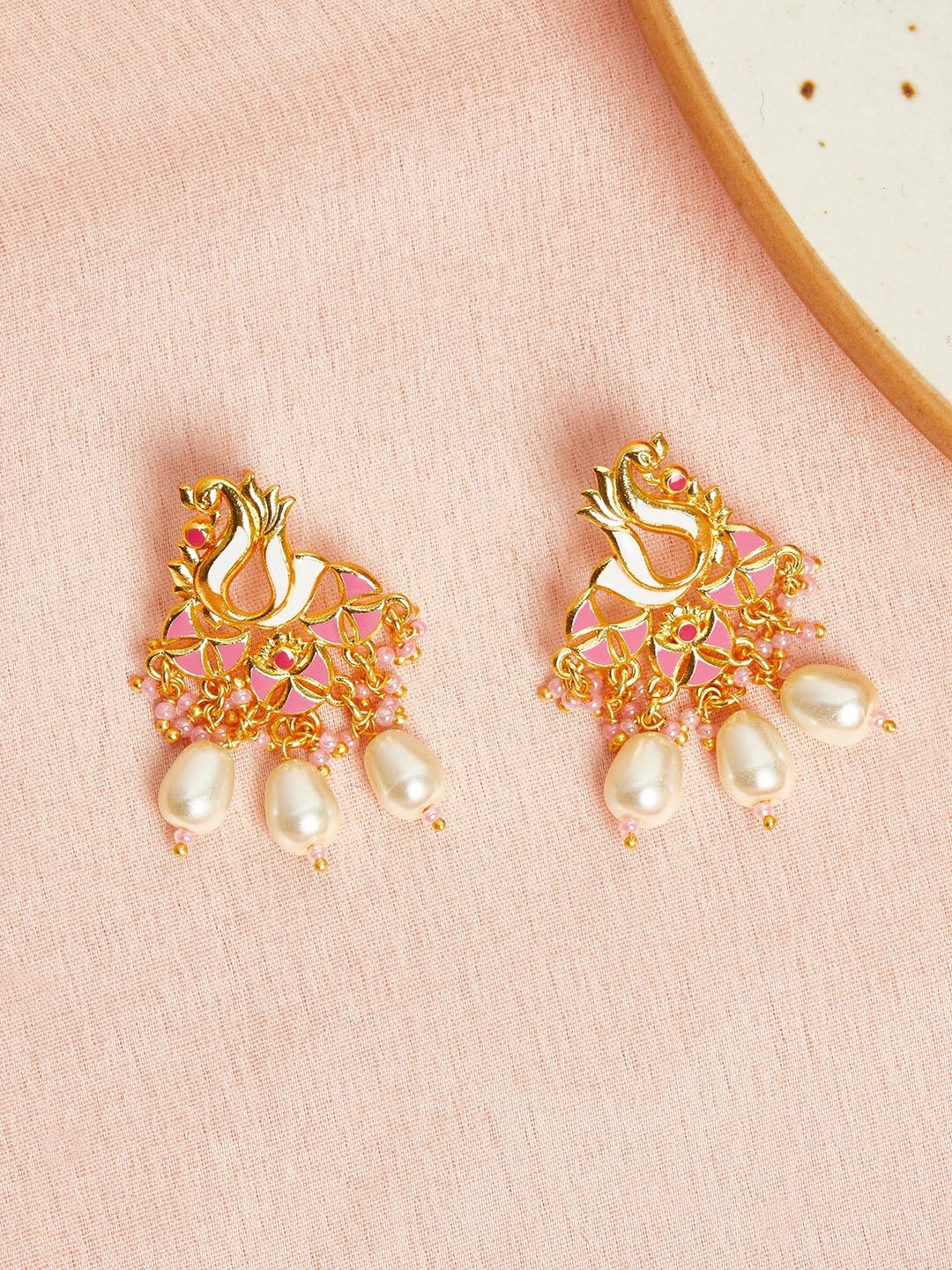 

Voylla Gold-Toned Contemporary Drop Earrings