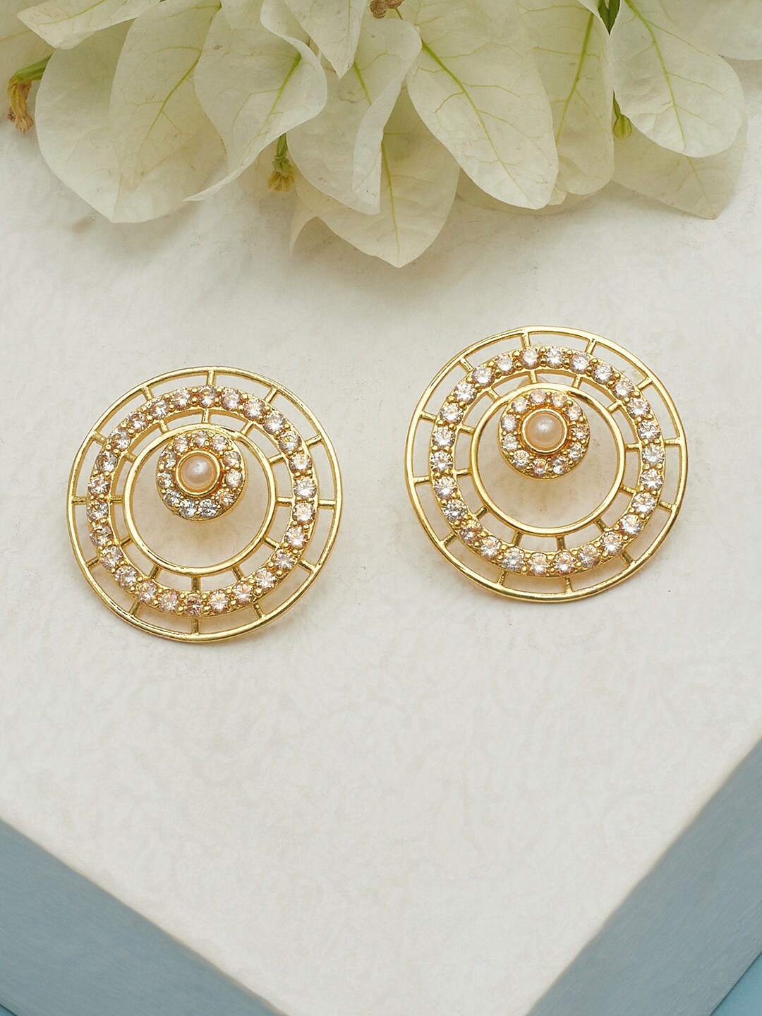 

Voylla Gold-Plated Contemporary Studs Earrings