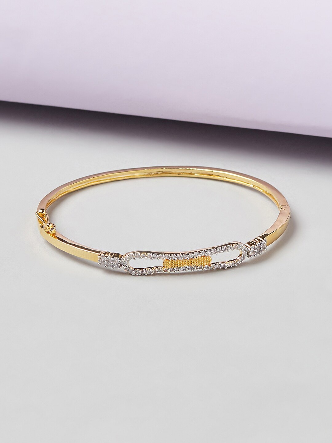 

Voylla Women Gold-Toned & White Brass Cuff Bracelet