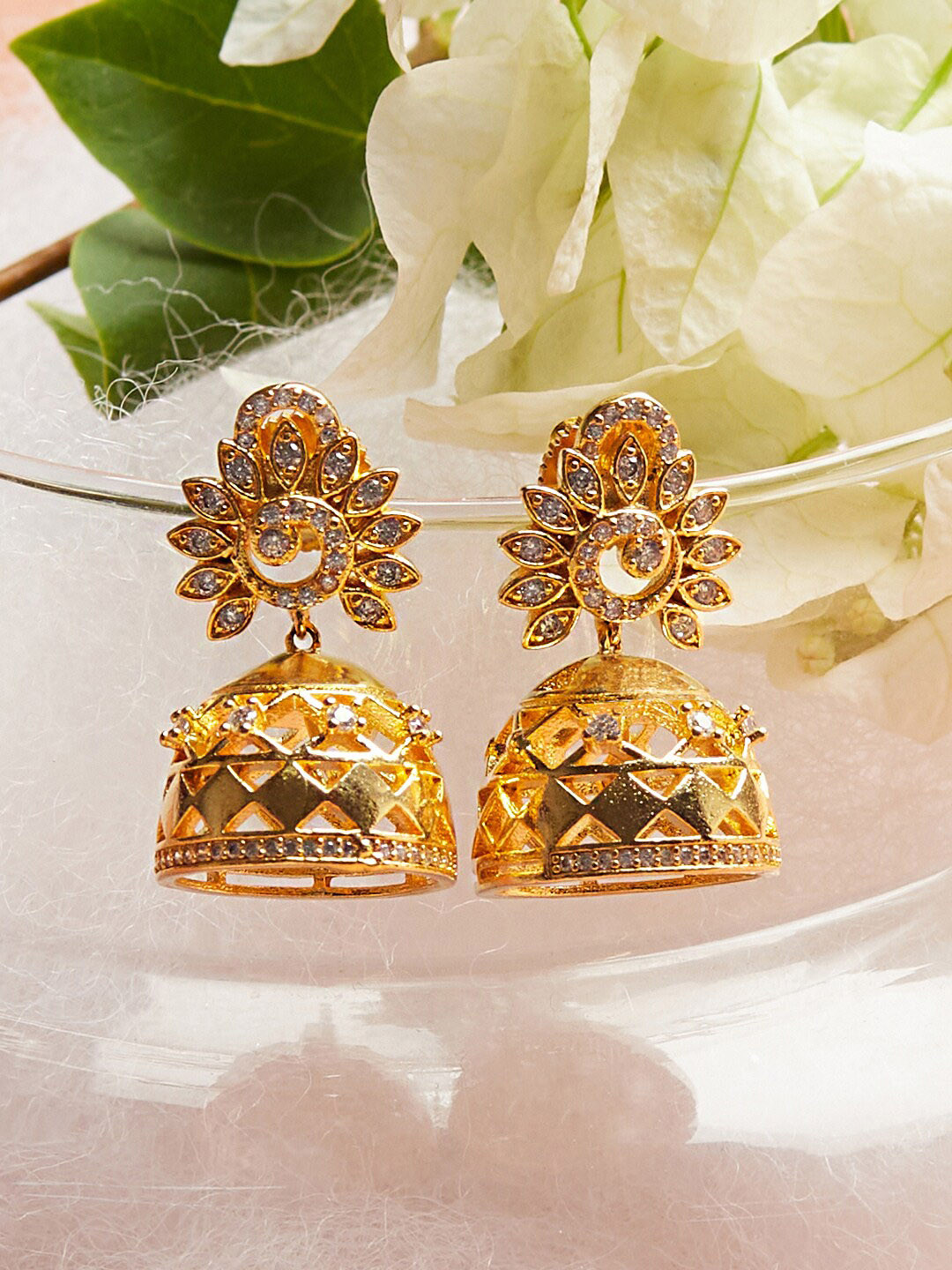 

Voylla Gold-Toned Classic Jhumkas Earrings