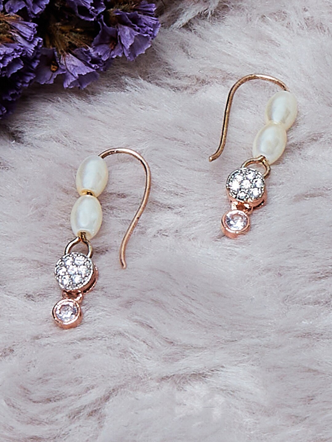 

Voylla Rose Gold Plated Contemporary Drop Earrings