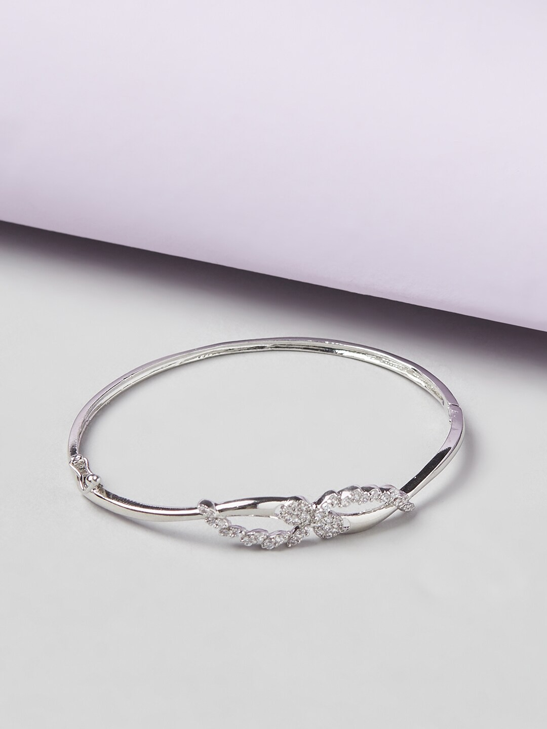 

Voylla Women Rhodium-Plated Cuff Bracelet, Silver