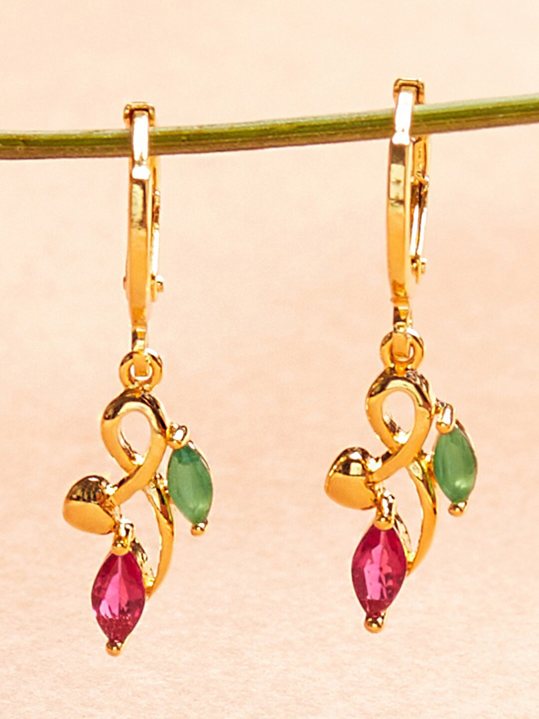 

Voylla Women Gold Plated Contemporary Drop Earrings