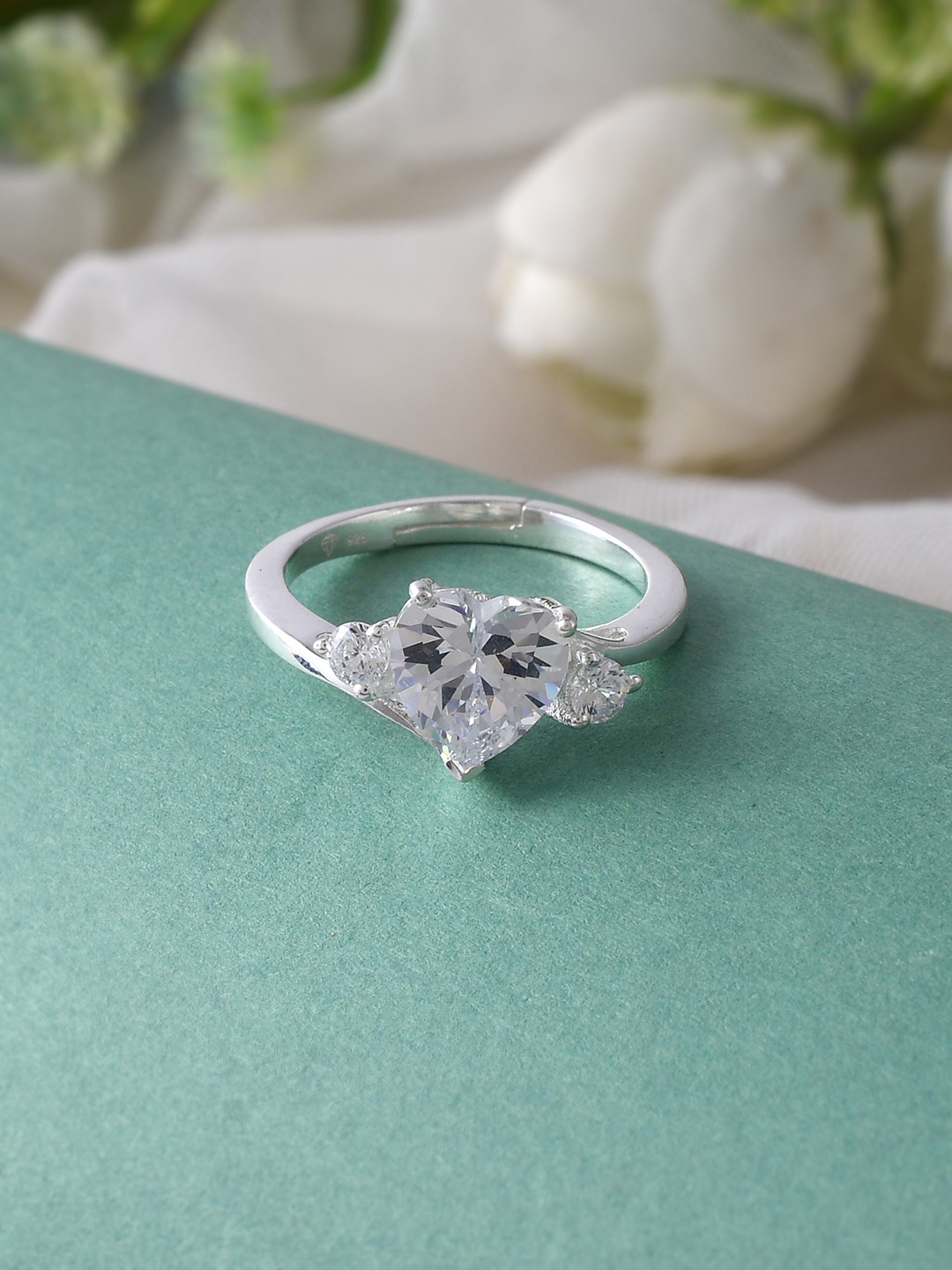 

Studio Voylla 925 Sterling Silver Heart-Shaped Adjustable Finger Ring