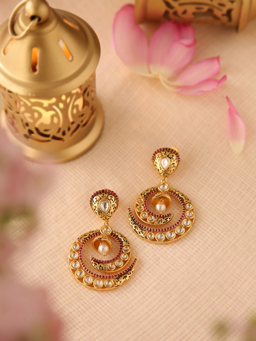 

Voylla Gold Plated Contemporary Drop Earrings