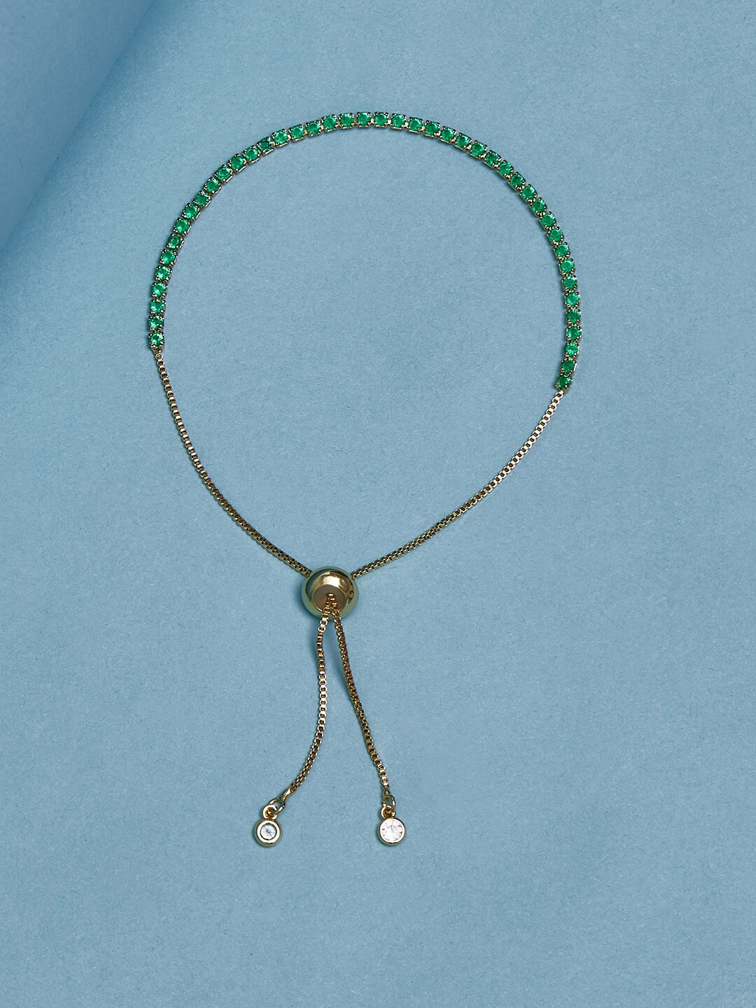 

Voylla Women Gold-Toned & Green Brass Link Bracelet