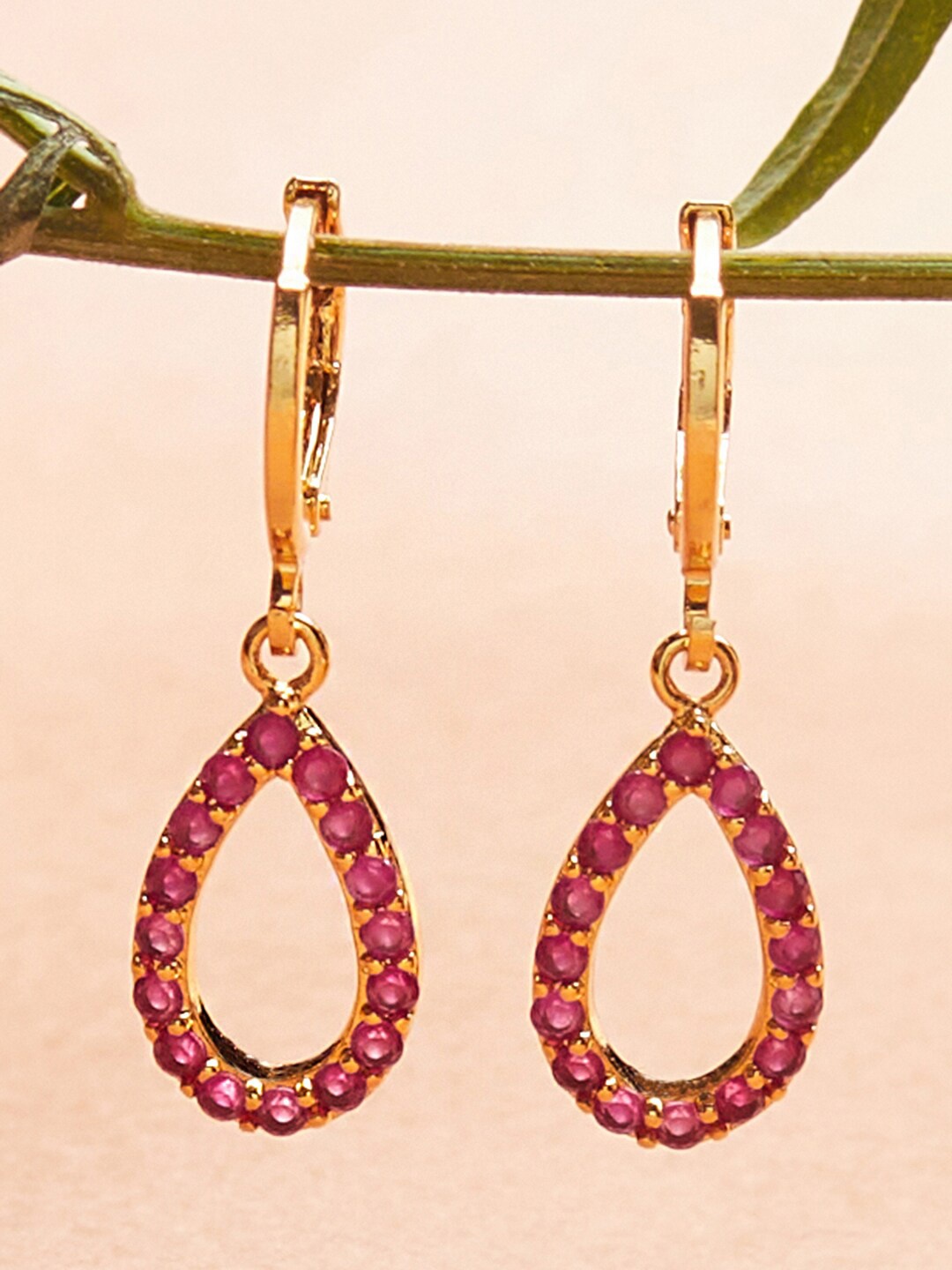 

Voylla Women Gold-Toned Spakling Essentials Teardrop Shaped Drop Earrings