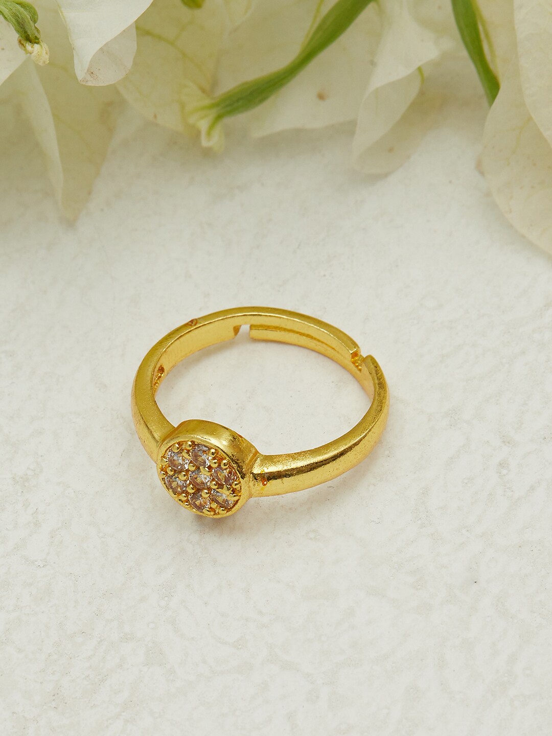 

Voylla Gold-Plated CZ Studded Adjustable Finger Ring