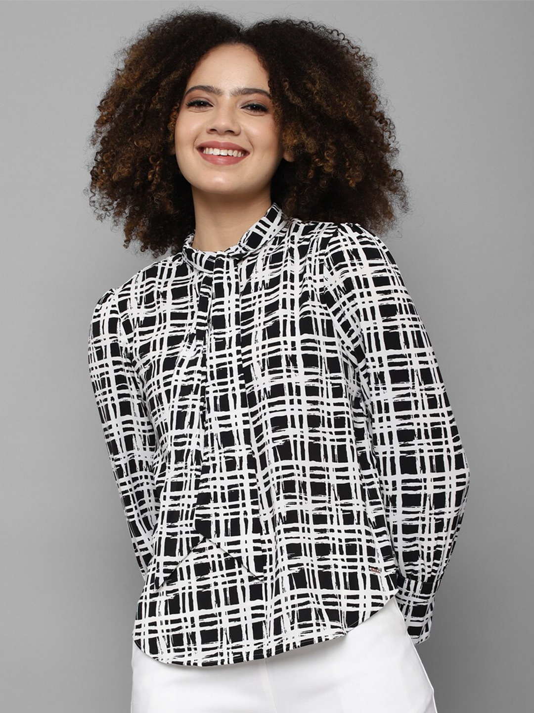 

Allen Solly Woman Women Black Checked Casual Shirt