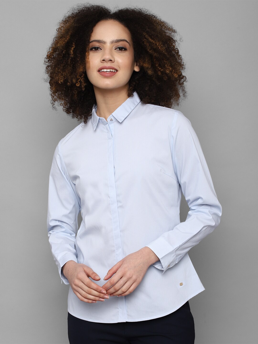 

Allen Solly Woman Women Blue Striped Casual Shirt