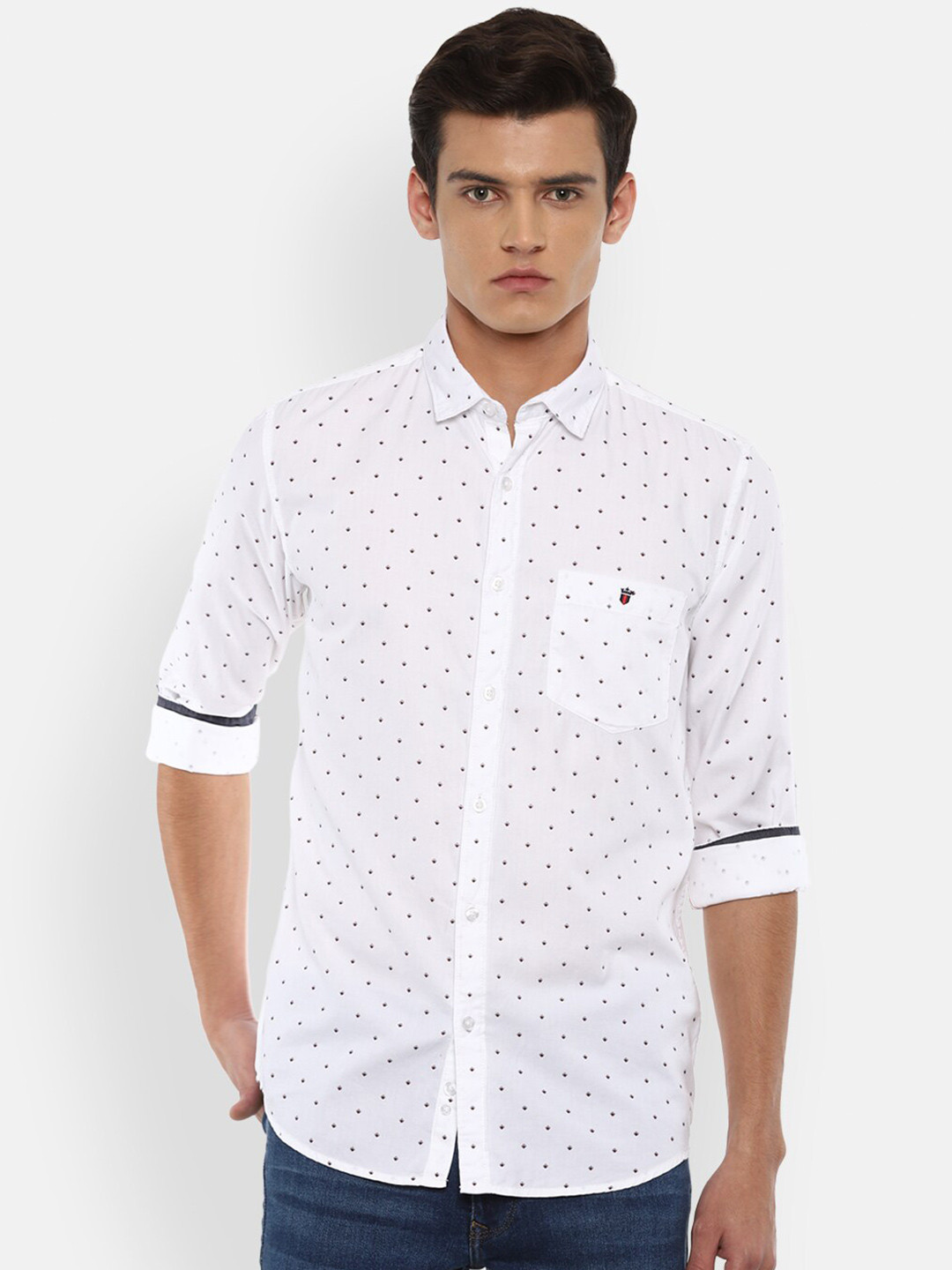 

Louis Philippe Jeans Men White Slim Fit Printed Cotton Casual Shirt