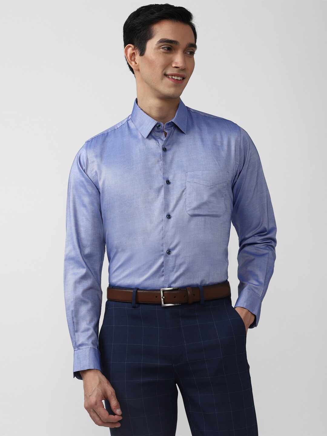 

Peter England Men Blue Cotton Formal Shirt