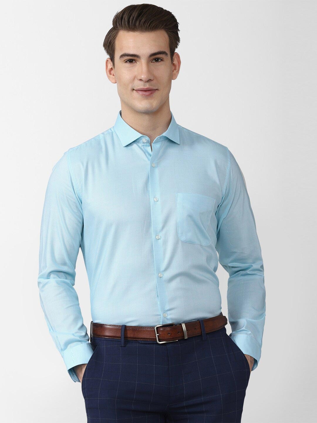 

Peter England Men Blue Formal Shirt