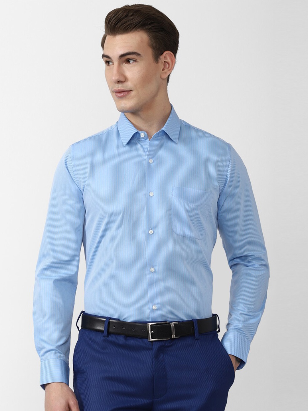 

Peter England Men Blue Striped Formal Shirt