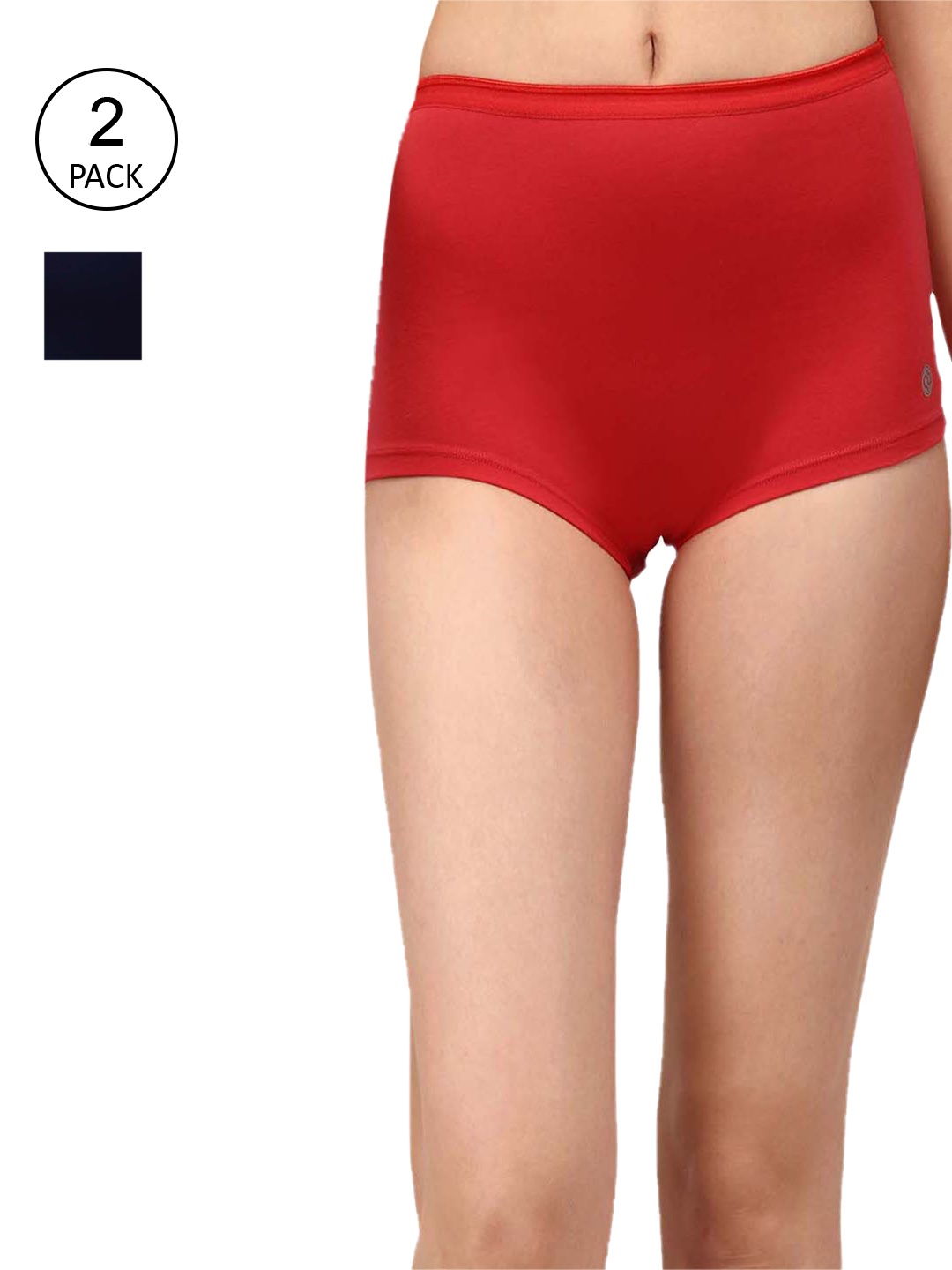 

Soie Women Pack of 2 Black & Red Solid Boy Shorts