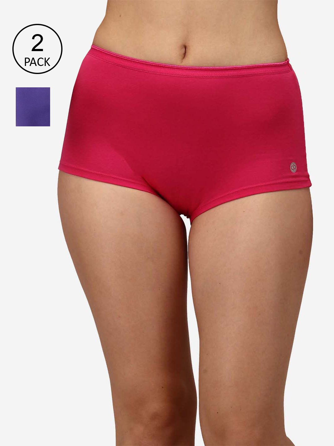 

Soie Women Pack of 2 Purple & Pink Solid Boy Shorts, Multi