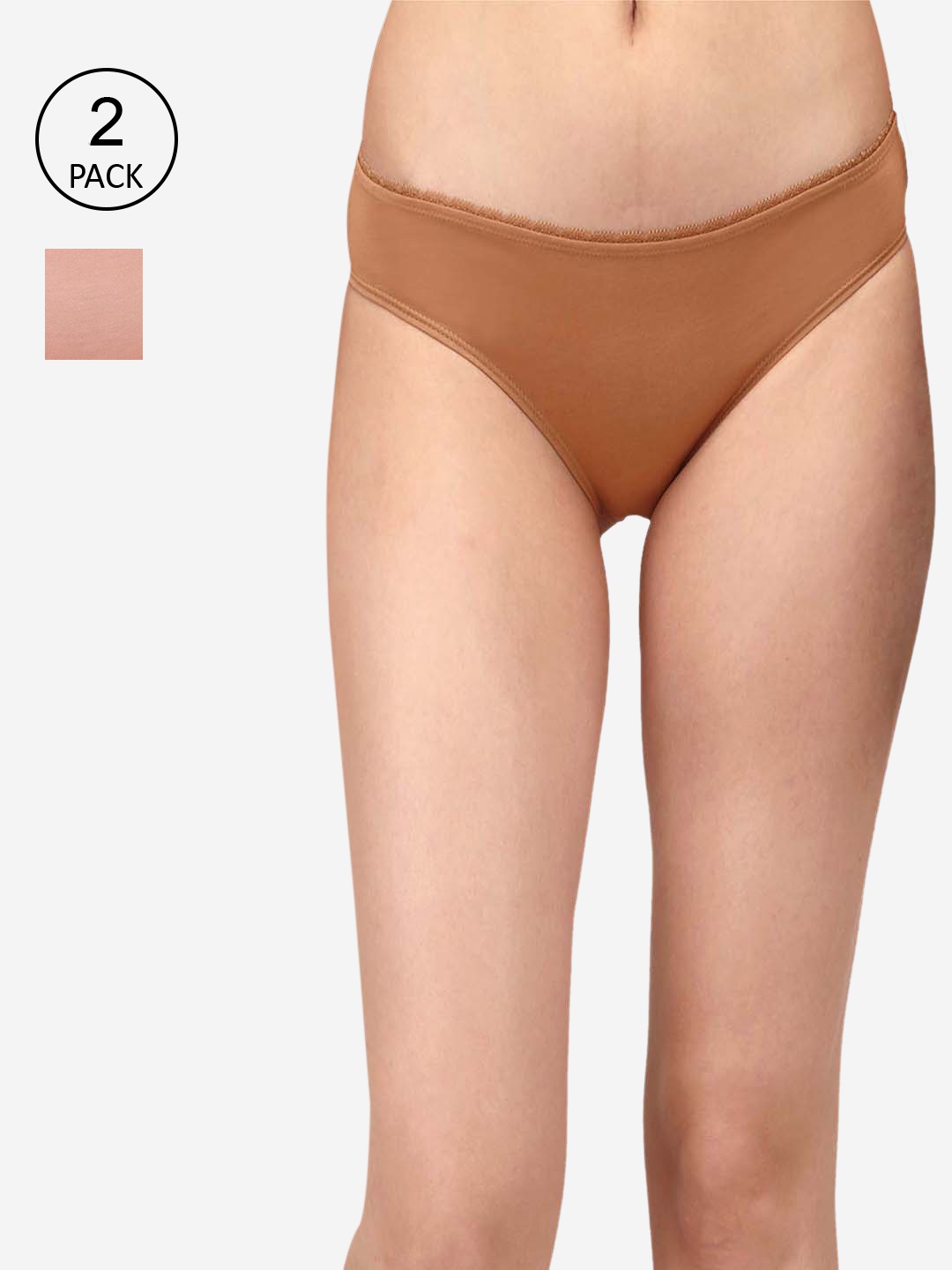 

Soie Women Pack of 2 Solid Mid-Rise Cotton Briefs 2BF-24PACK 1-PACK 1, Peach