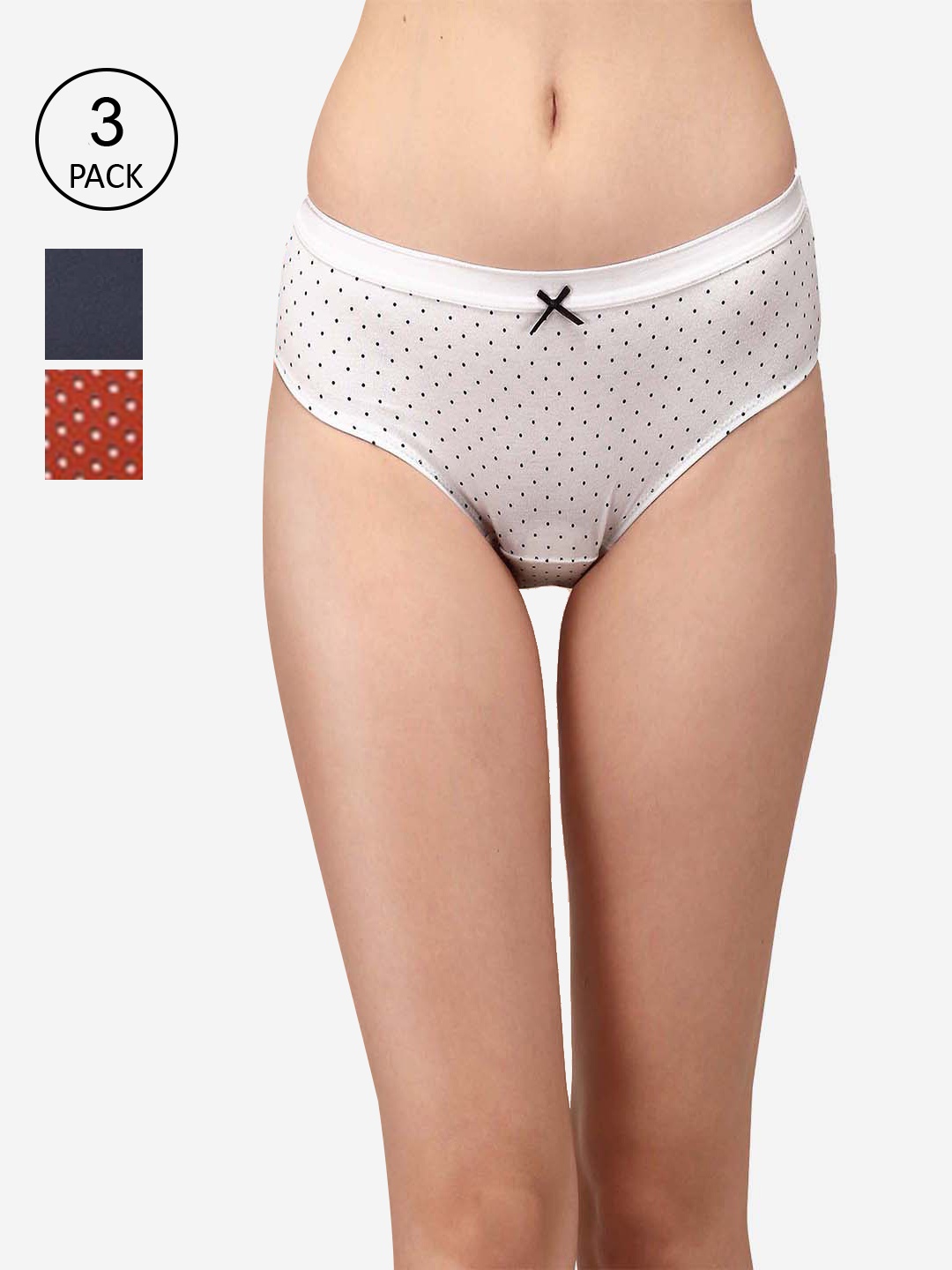SOIE Women High Rise Full Coverage Solid and Printed Cotton Stretch Hipster Panty, Multi