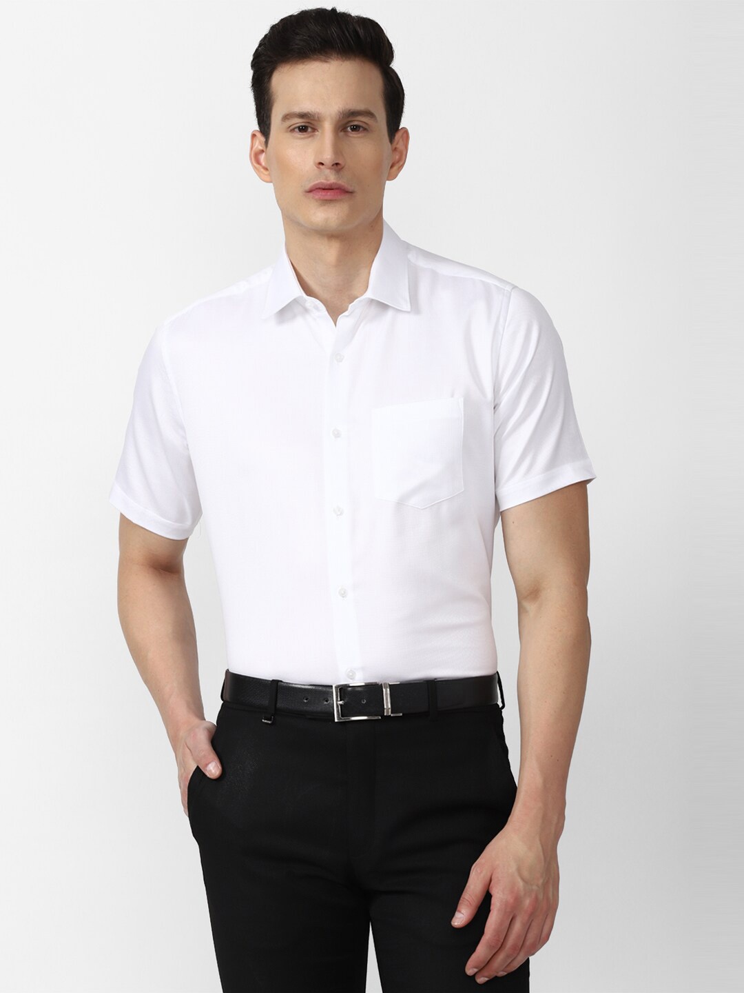 

Van Heusen Men White Solid Cotton Formal Shirt
