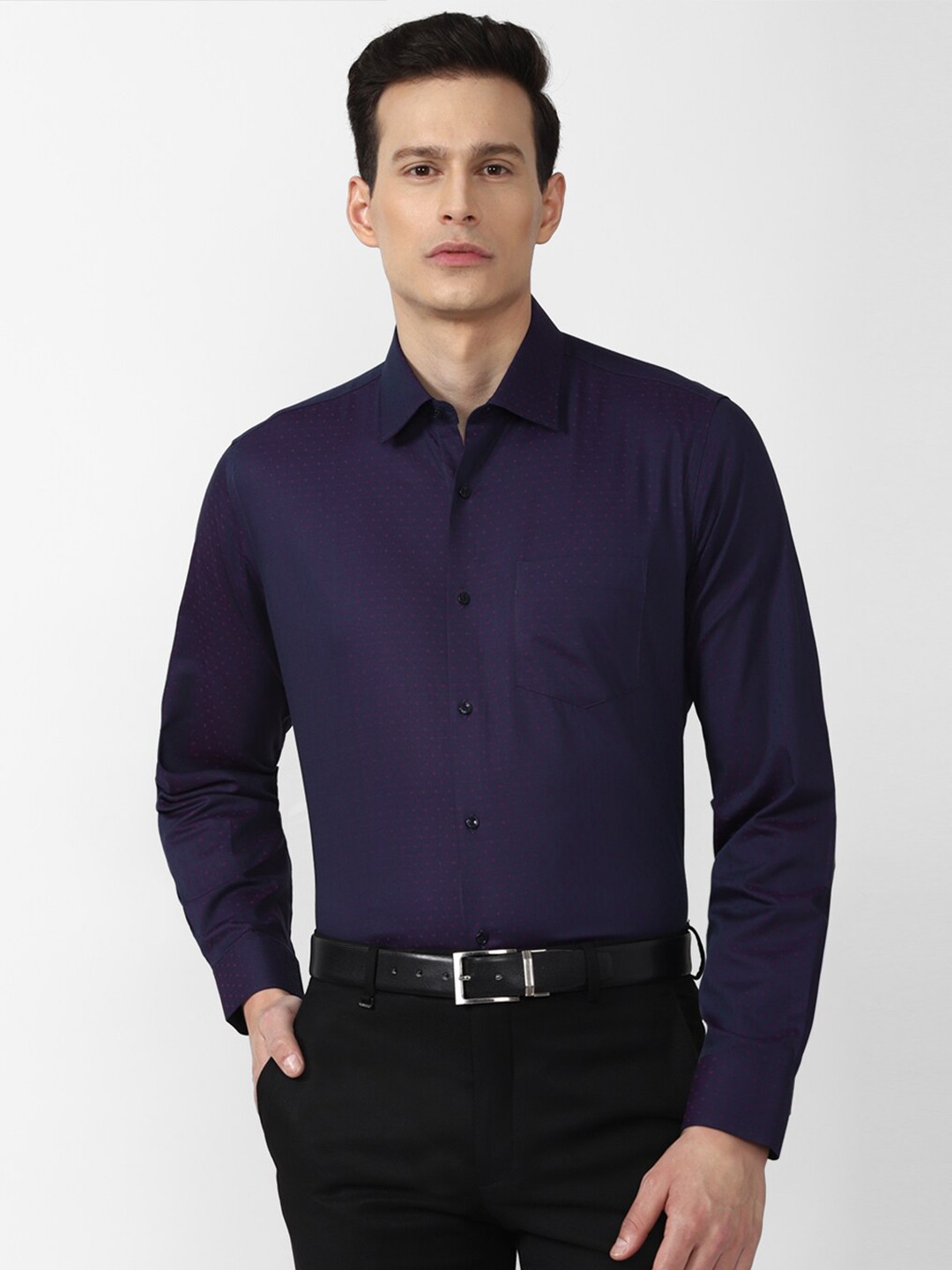 

Van Heusen Men Navy Blue Regular Fit Formal Shirt