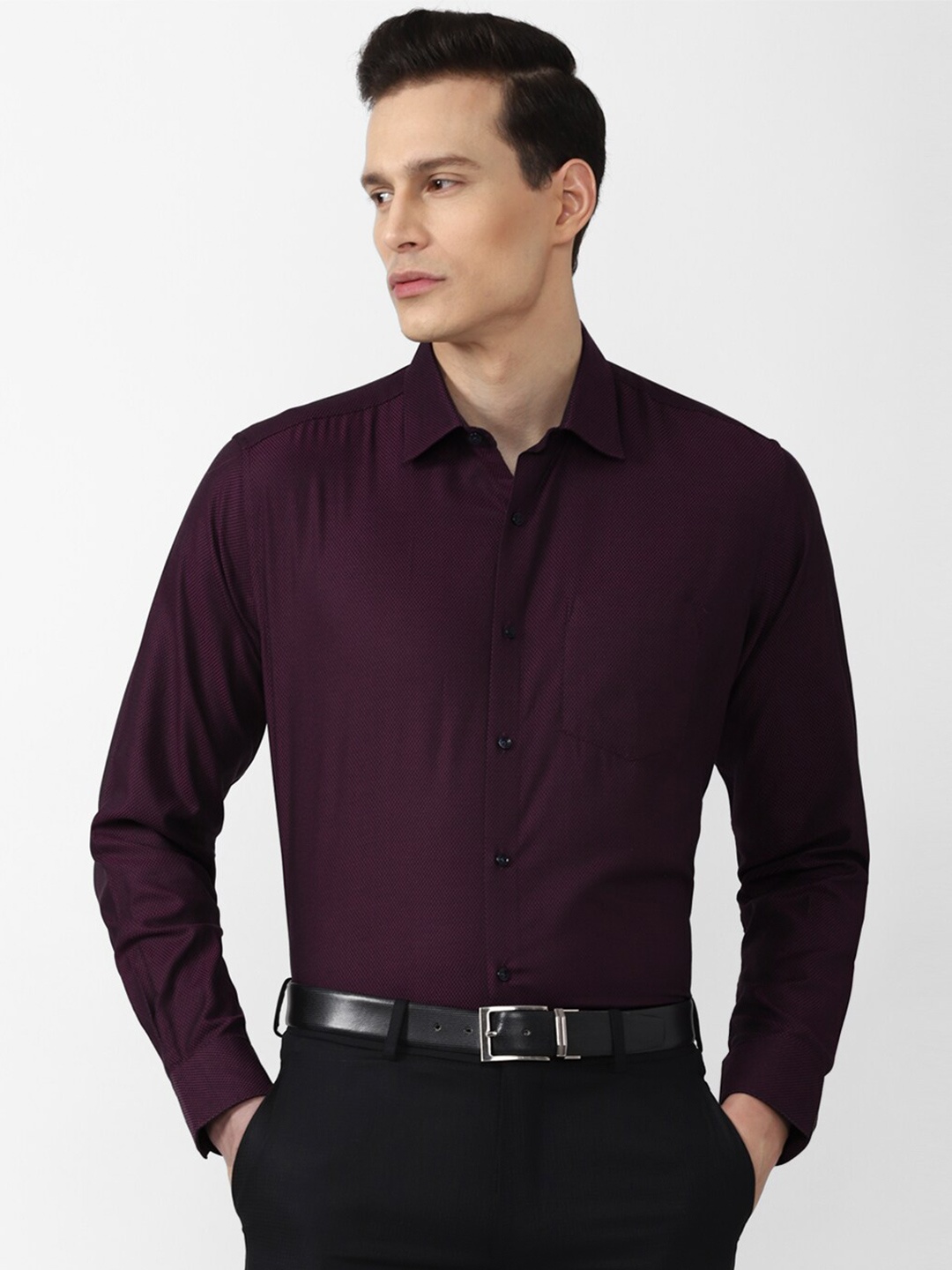 

Van Heusen Men Purple Self Design Formal Shirt