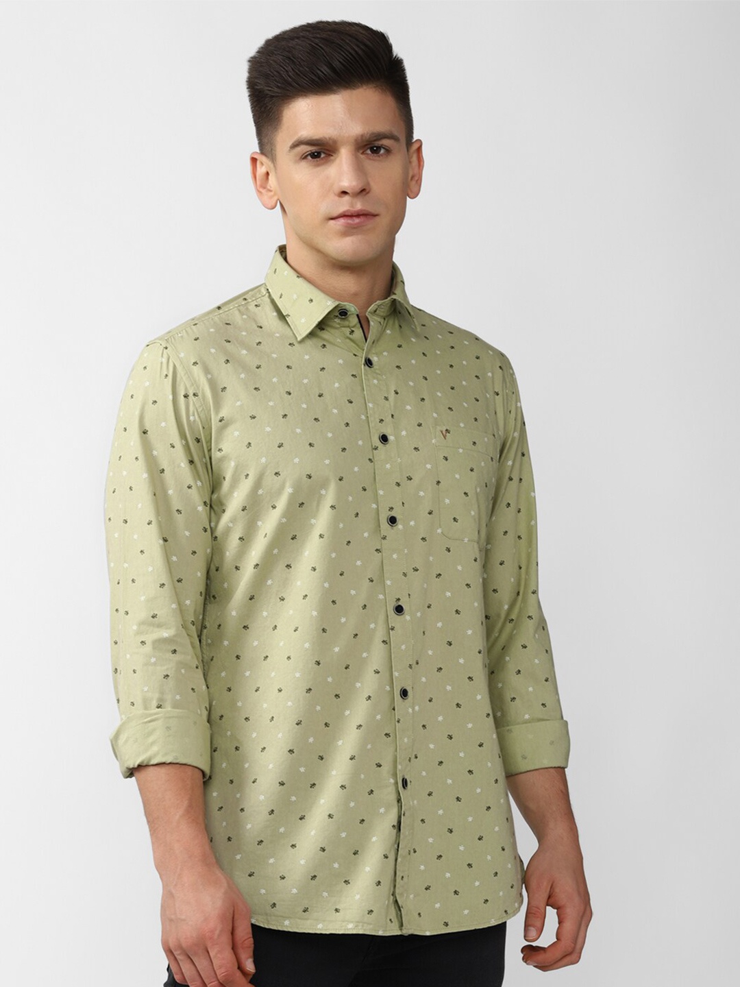 

Van Heusen Sport Men Green Slim Fit Printed Cotton Casual Shirt