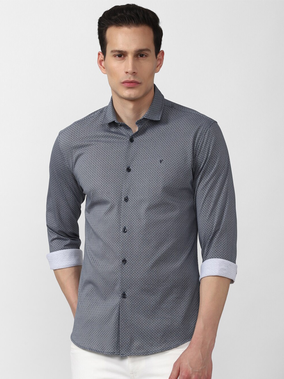 Van Heusen Sport Men Grey Slim Fit Printed Casual Shirt